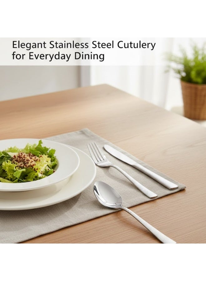 جيهام طقم ملاعق وشوك فاخر من الفولاذ المقاوم للصدأ للاستخدام المنزلي والمكتبي - أدوات مائدة مقاومة للصدأ وآمنة للاستخدام مع الطعام، بمقبض مانع للانزلاق، وأدوات مائدة مصقولة كالمرآة للاستخدام اليومي، وعلبة الغداء، والسفر، والمطاعم - Image 3